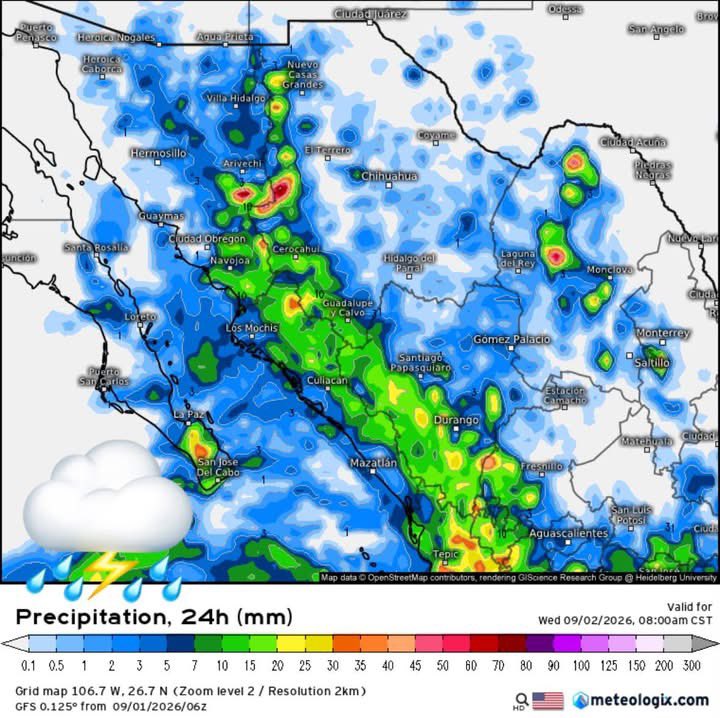 InfoMeteoro's tweet photo. ✅PRONÓSTICO MARTES 1/SEP/2026 

⚠️“Inicia el #Otoño Meteorológico con intensas lluvias y tormentas en estados de la Sierra Madre Occidental, centro, sur y occidente…”

⛈️LLUVIAS/TORMENTA C/GRANIZO⬇️

🔴EVENTOS MÁS INTENSOS🔴
-Son, Sin, Dgo, Nay, Jal, Mich, Gto, Qro, Hgo, EdoMex, CDMX, Mor, Pue, Tlax, Oax

🟡EVENTOS AISLADOS FUERTES
-BCS, Chih, Coah, NL, Tamps, Zac, Ags, SLP, Col, Gro, Ver, Tab, Chis, Camp, Yuc, QRoo

🌡️AMBIENTE DIURNO☀️
🔥41-46ºC Coah, NL, Tamps, Tab, Chis, Camp, Yuc, QRoo
🥵36-40ºC noroeste, norte, noreste, sureste
😅30-35ºC Pacífico, oriente
😅25-30ºC Occidente
😌15-25ºC Altiplano (Bajío-Valle de Méx)

⚠️🌬️RÁFAGAS DE VIENTO km/h
35-60 en zonas de tormenta, sin descartar mayores