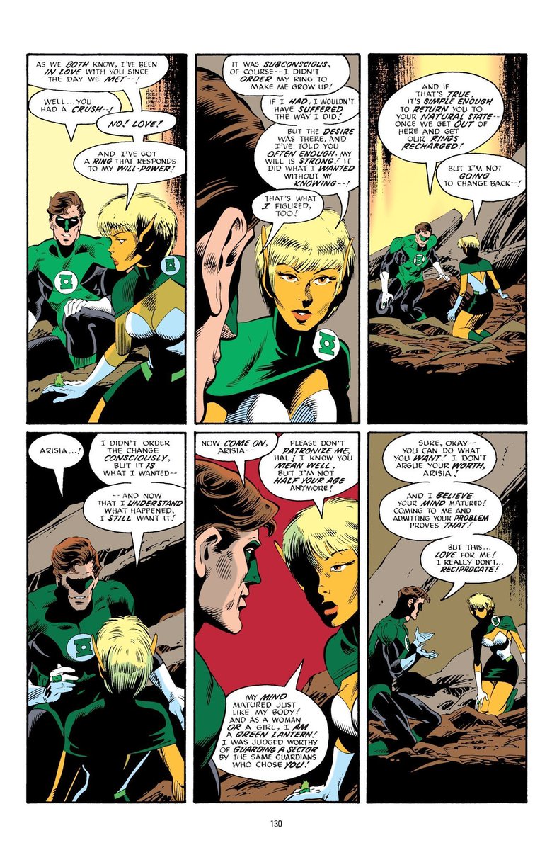 619_tr's tweet photo. @New_God3 The Hal one looks bad because its out of context. Hal was written to date Arisia after she was physically and mentally aged up. The reason Hal was written to say I have to prove I'm not a child molester because he needed to explain the age up to his JL pals on Earth. https://t.co/9d68oWiy6F