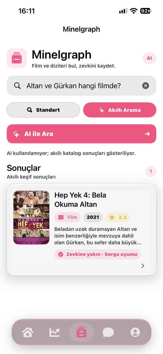 appminelya's tweet photo. Kullanıcılar standart ya da akıllı arama ile film/dizi arayabilir. İlgili şeyi izlediyse izlendi seçerek izlediği günü kaydedebilir, puanlama ve beğeni yapabilir. 

İlgili film/diziye ait kadroyu, kadrodaki oyuncuya tıklayarak diğer projelerine de bakabilir, yorumlar yapılabilir. https://t.co/yYUjtoTqay