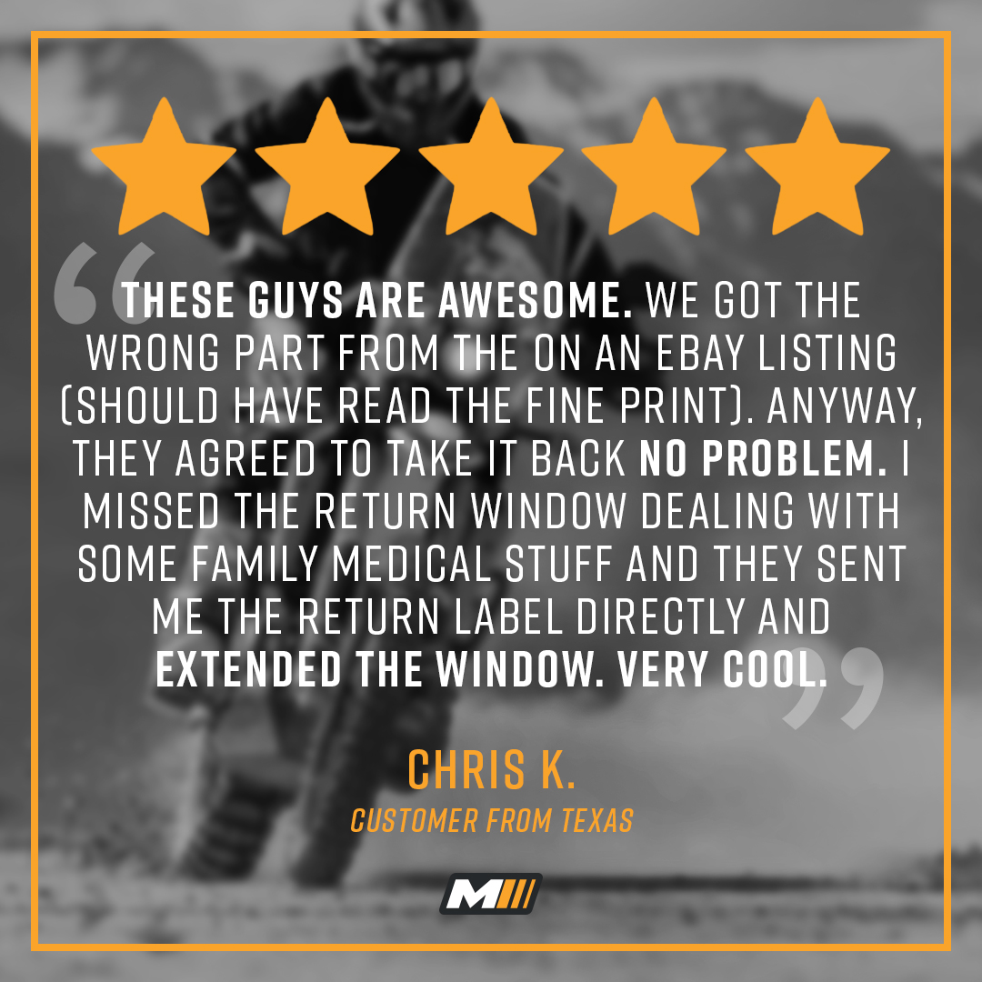 ZackaryMchyw's tweet photo. Reviews like Chris’s are why we do what we do. Things happen—wrong parts, life getting in the way—but we’ve got your back. Thanks for riding with us, Chris. https://t.co/B6JKYrC2E9