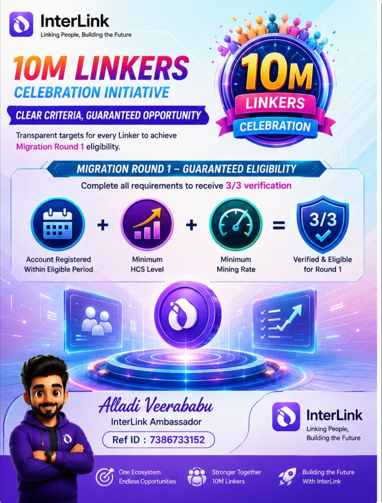 VisionVeeru555's tweet photo. 🤠 Proposal Criteria For Fast KYC
🚀 Let Linkers know exactly what to achieve!
Set clear HCS, mining-rate and registration criteria for Round 1, then prioritize Round 2 based on long-term commitment, ITL balance and ecosystem contribution.
#InterLink #10MLinkers #ITL @reina_itl https://t.co/I0wzFjgP9Y