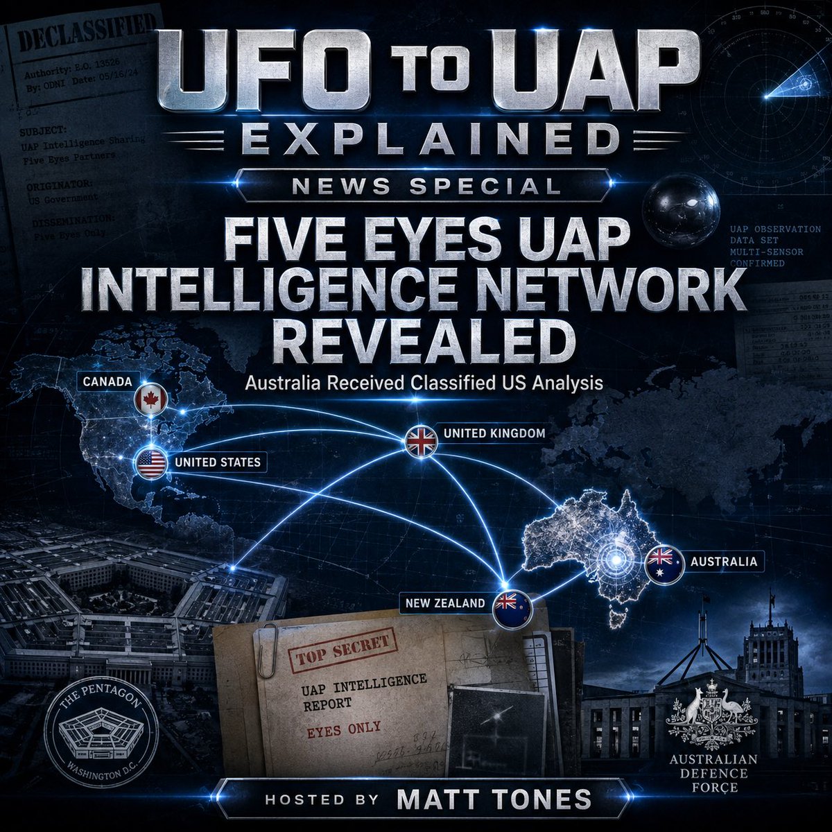ufotouappodcast's tweet photo. Australia received classified US UAP Analysis via Five Eyes! Listen to latest episode as we dive into the details https://t.co/wIwvcWo8gA #ufo #fiveeyes #uap #disclosure #paranormall #auspol https://t.co/SYlXAfqiYM
