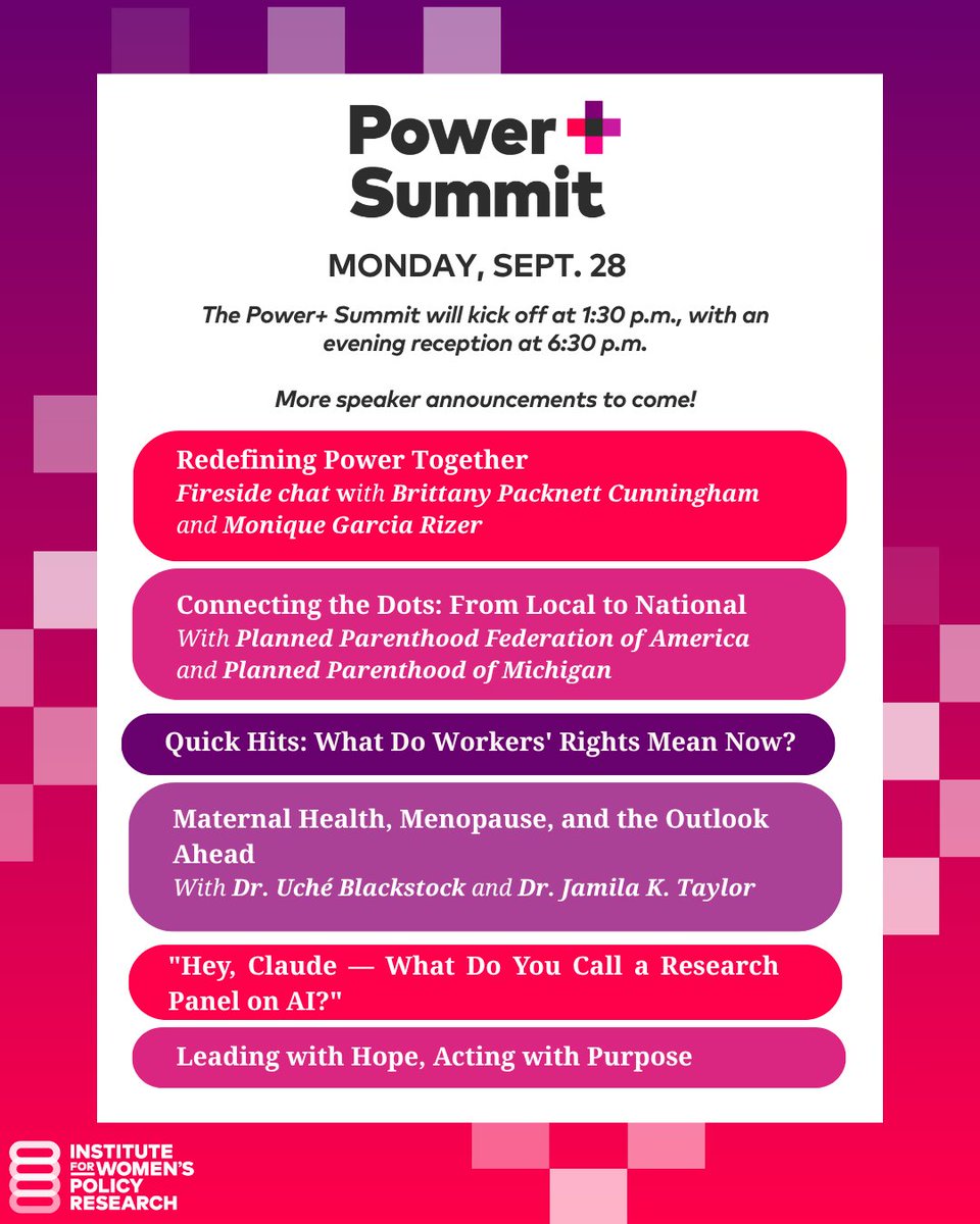 IWPResearch's tweet photo. The POWER+ Summit is almost here! ⚡️

We’ve got a day and a half filled with inspiring conversations, thought-provoking sessions, meaningful connections, and plenty of moments you won’t want to miss.

Swipe through to get a first look at the agenda, then get ready to experience POWER+ for yourself. 👀 Register today! https://t.co/jF24hF50rv