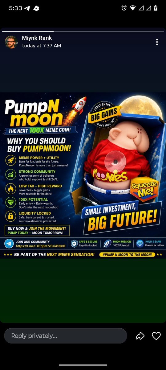 i0j0j0j's tweet photo. 🚨 $PNM IS ON THE RADAR 🚨

The moon isn’t going to wait… 🌙👀

$PNM is bringing pure meme energy to Solana ⚡️
Early stage. Small cap. Big community potential. 🚀🔥

DYOR, but keep this one on your watchlist 👀💎

CA: 5voxpVWgGkVVp5ANQZ5F4xFV82bqjhXsyJmkDZt7pump

#Solana #SOL #Memecoin #Crypto #PNM