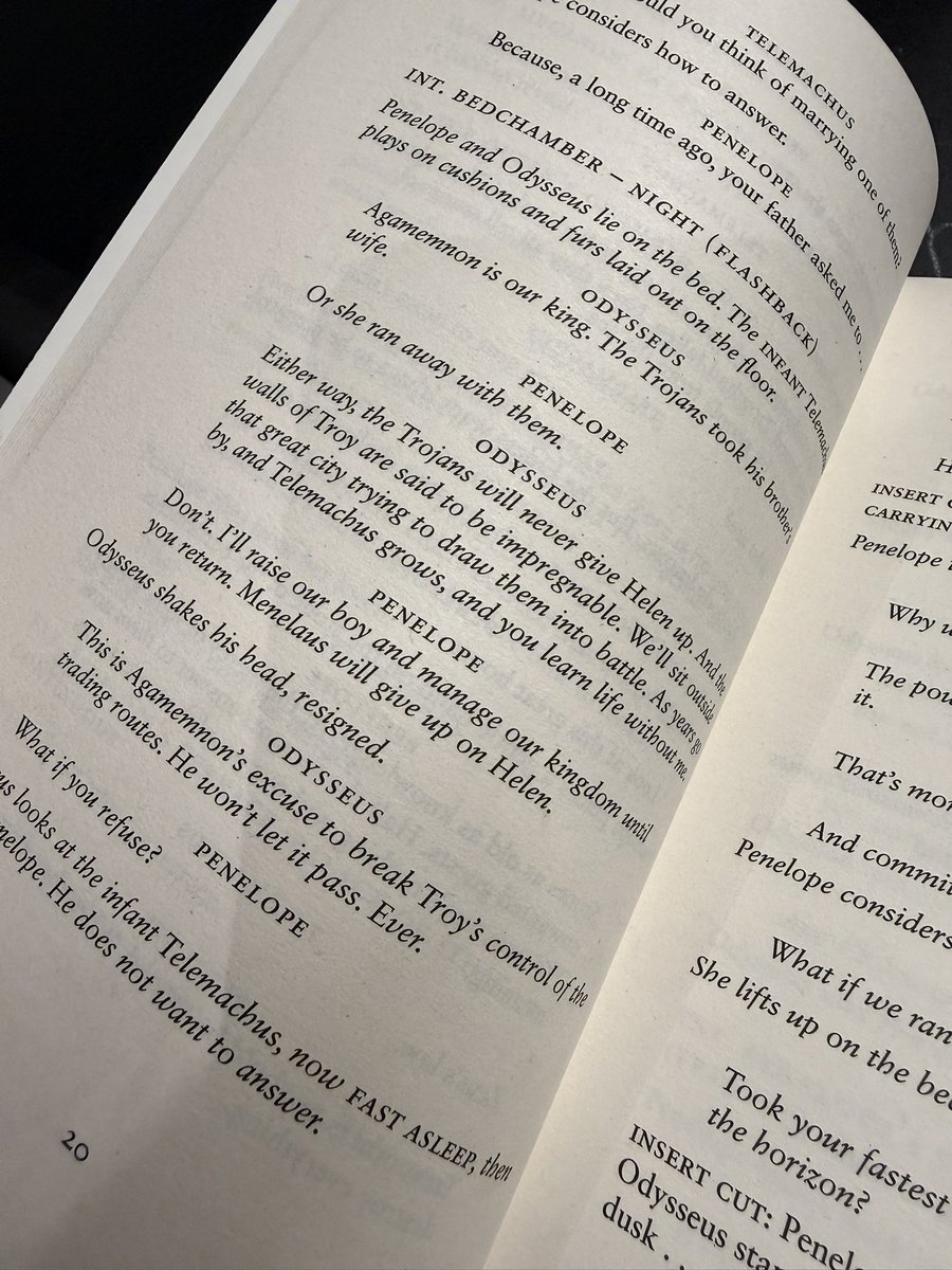 tealitex's tweet photo. the odyssey screenplay somehow hurts even more when you can literally read penelope and odysseus destroying each other line by line https://t.co/3Ho3yHUco7