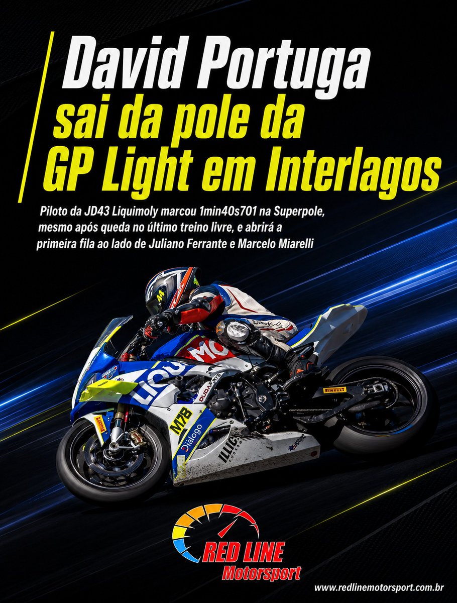 DustyRosich's tweet photo. David Portuga overcame a crash in the final practice and secured pole in GP Light at the Interlagos GP by Diálogo. The JD43 Liquimoly rider posted 1:40. 701 in Superpole and will lead the grid for the fifth round of MOTO1000GP. Juliano Ferrante https://t.co/EJdT5KCxnY