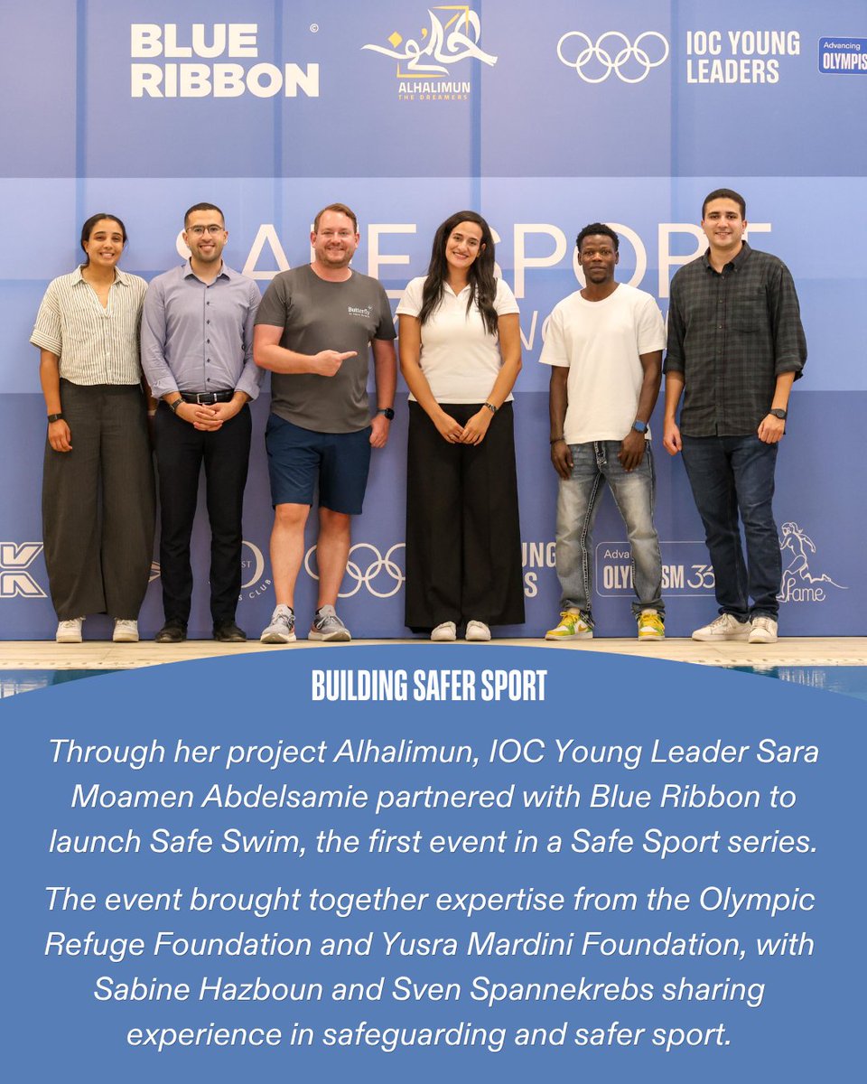 iocyoungleaders's tweet photo. 🏊‍♀️ Making sport safer, in and out of the water.

IOC Young Leader Sara Moamen Abdelsamie 🇪🇬 launched Safe Swim through Alhalimun, bringing the sports community together to strengthen safeguarding and make safer sport a shared responsibility. 💙

#SafeSport #LeadershipDevelopment https://t.co/uAX58NGuDl