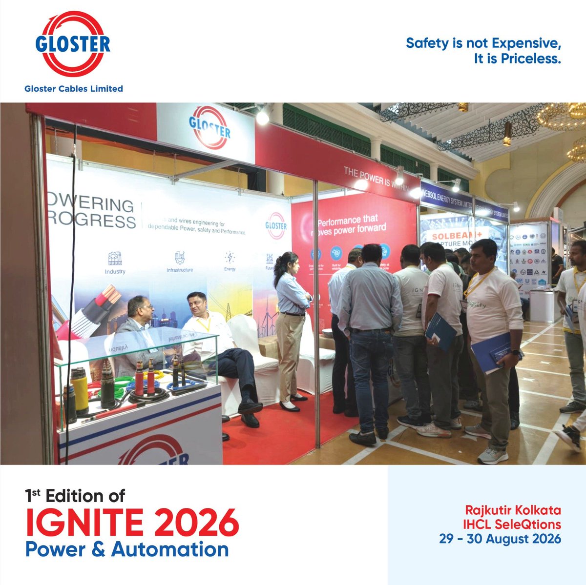Vinay26426532's tweet photo. Gloster Cables was proud to be a co-sponsor of Ignite, held on 29th &amp; 30th August at Rajkutir, IHCL. With insightful sessions on Power Automation and AI, the event brought together electricians, architects, students and OEMs.

#Ignite2026
#GlosterCables #cablesandwires https://t.co/OezDQIqAdr