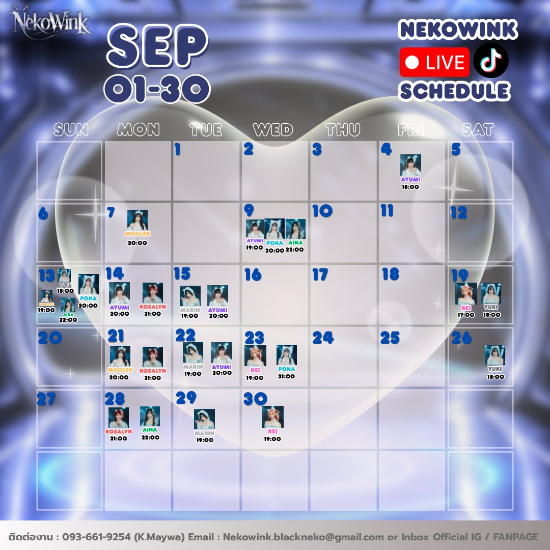 Nekowink_'s tweet photo. 🐾💙 NEKOWINK LIVE SCHEDULE 
— SEPTEMBER 💙🐾

🎀 แล้วเจอกันในไลฟ์น้าาา~ ✨
TikTok :
https://t.co/lmWqQJhUlh

#NekoWink #NekoWinkLive #LiveSchedule #September https://t.co/3rKDtzCG0O