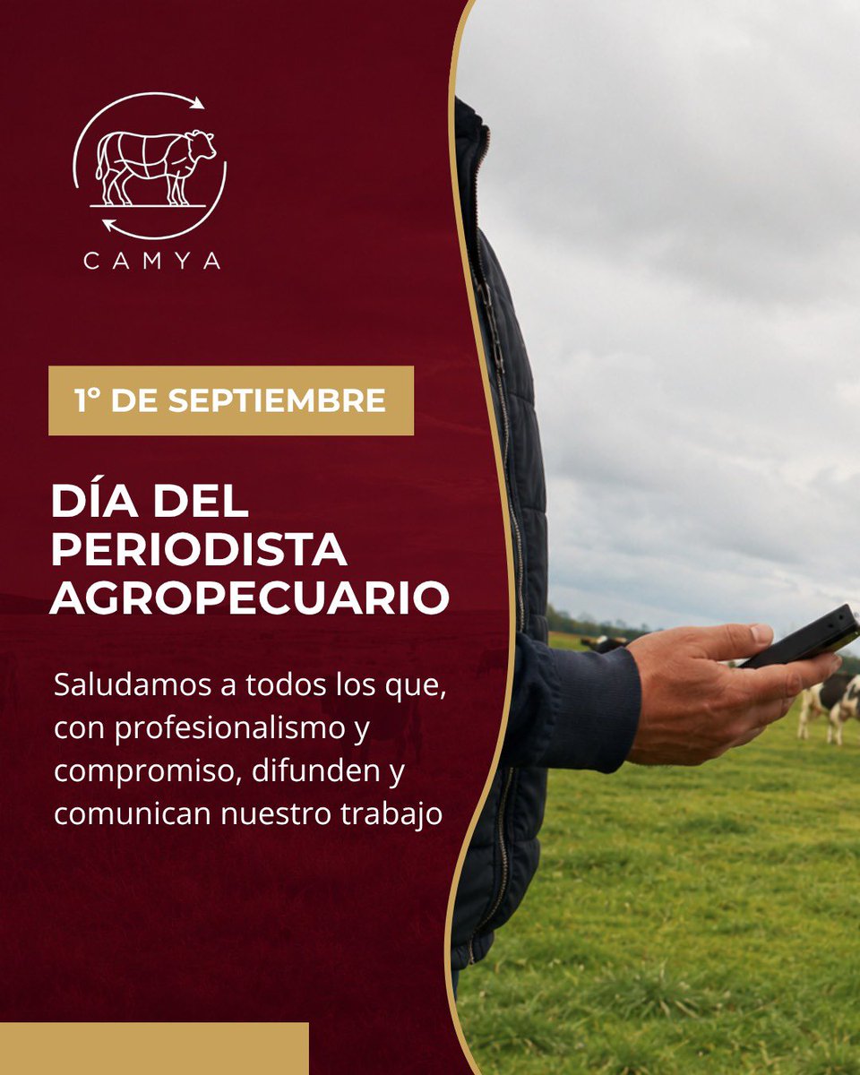 CAMyAok's tweet photo. 📰 Hoy saludamos a todos los periodistas agropecuarios en su día.

Desde CAMyA reconocemos y agradecemos su compromiso para informar y dar visibilidad a la actividad y a quienes forman parte del sector.

¡Feliz día! 🤝 https://t.co/pWVyJ6Wxyn