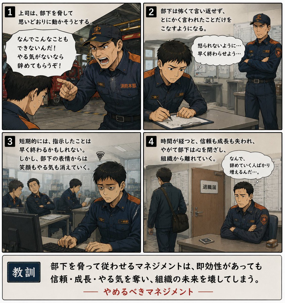 fazzy_fire's tweet photo. 部下の自律を奪う脅しのマネジメント https://t.co/1VclF4CJ7W