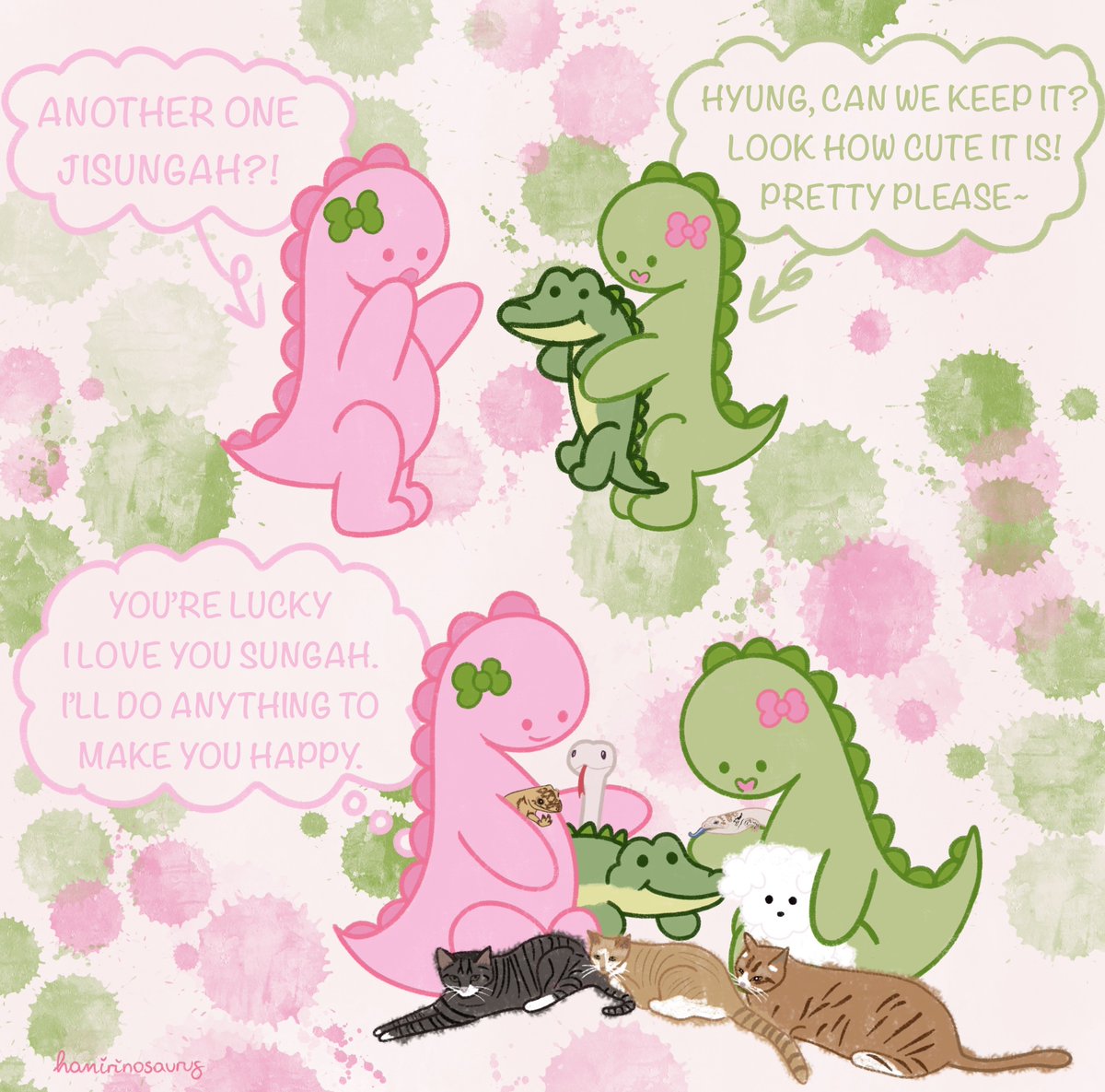 hanirinosaurus's tweet photo. hi🙈, I mostly draw minsvng as dinosaurs https://t.co/HRuL4Sn5sp