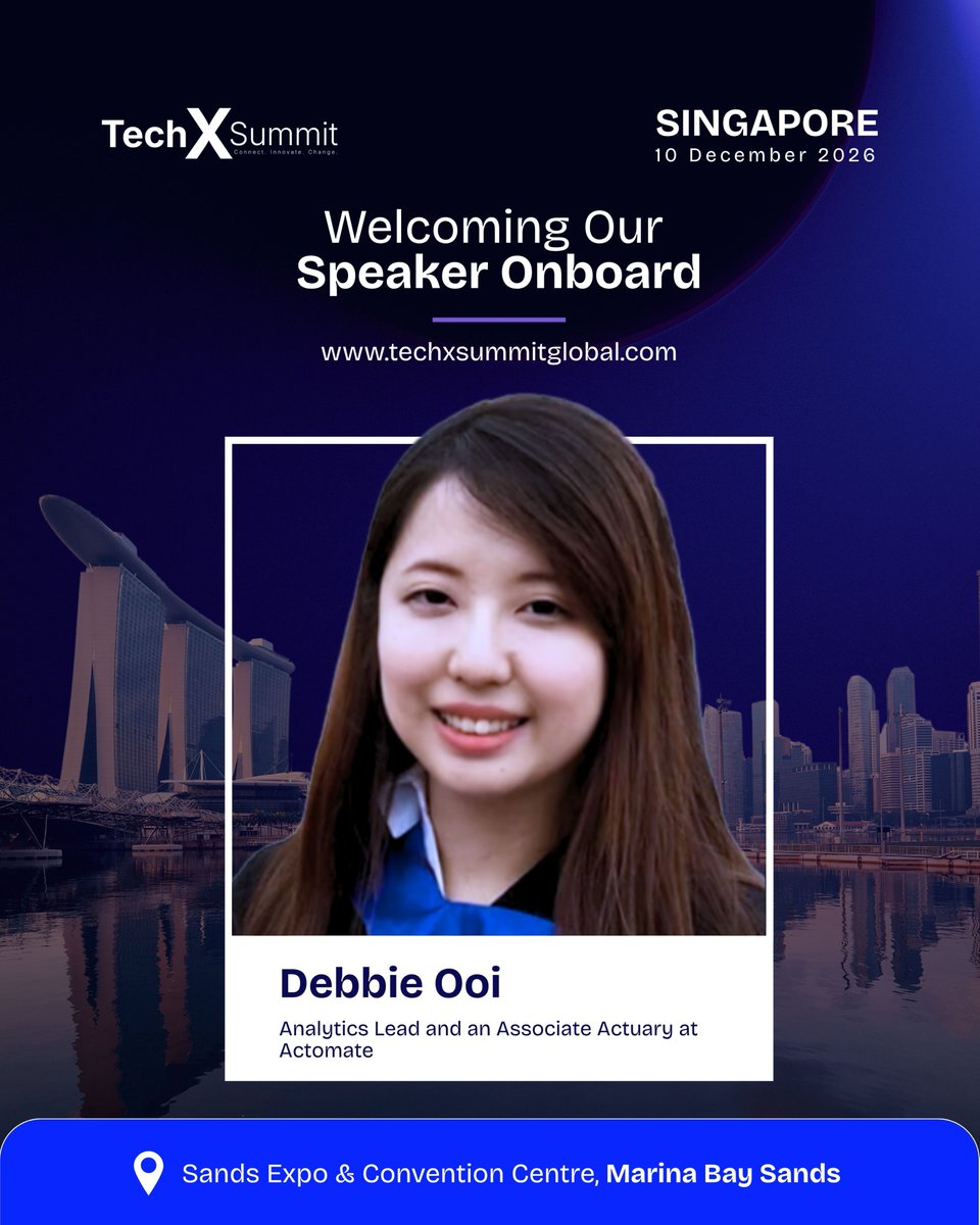 techxsummit's tweet photo. We are excited to welcome Debbie Debbie Min Jyeh Ooi AIA, Analytics Lead at Actomate, to the stage at Tech X Summit Global Singapore 2026

Secure your ticket today: https://t.co/Bk6k0YdrSd

#TechXSummit #TechXSummit2026 #TechXSummitGlobal #techxsummitglobalsingapore https://t.co/0wziT1vVvg