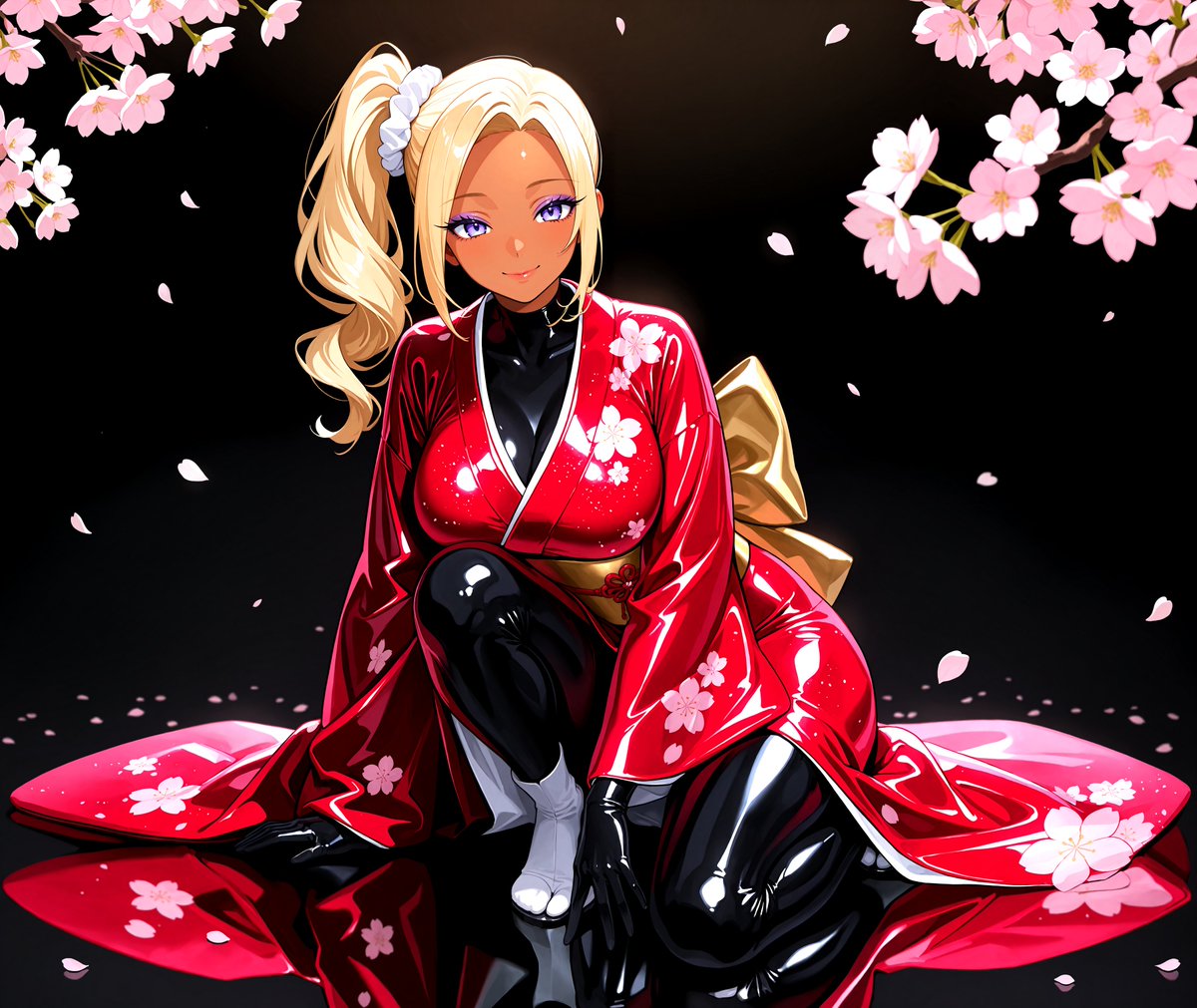 moeno_AI's tweet photo. AIイラスト｜エナメル着物🌸✨

赤のエナメル着物×ラバースーツの組み合わせ✨

Unreal gloss & vibrant red! Combining glossy red kimono latex with sleek black inner suit under the night cherry blossoms.

#AIart️️️️️️️️️️️️️️️️️️️️️️️️️️️️️️️️️️️️️️️️️️️️️️️️️️️  
#AIイラスト 
#AIイラストレーターさんと繋がりたい 
#latex