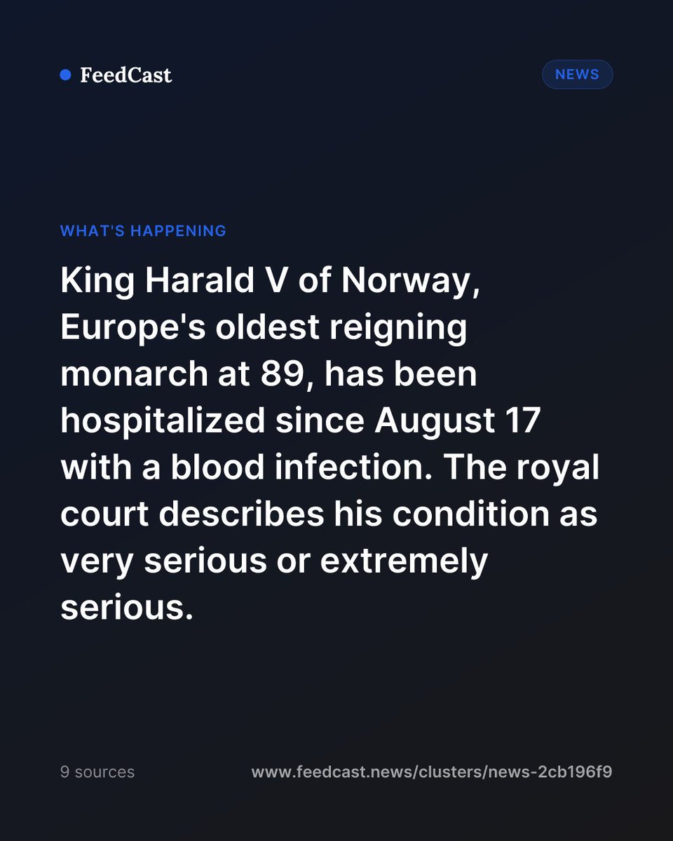 mafe_111's tweet photo. Norway’s King Harald V is in serious condition as family members gather. https://t.co/zB5g7AHmfh