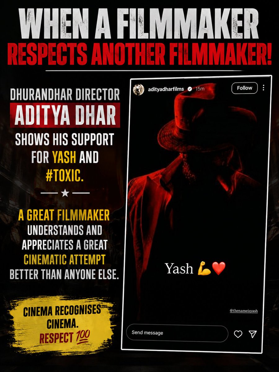 FilmiHindustani's tweet photo. This is the post. Period. 🔥

A great filmmaker understands and appreciates a great cinematic attempt better than anyone else.

Dear @AdityaDharFilms, you’ve proved once again that you’re one of the best things to happen to the future of Indian Cinema. ❤️ https://t.co/x02BZX982A