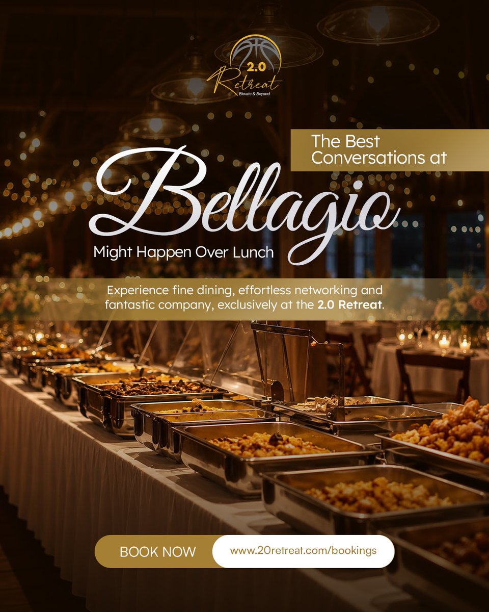 2_Retreat's tweet photo. Great meals can set the stage for memorable encounters. Enjoy an exceptional culinary setting at Bellagio, share the table with accomplished business minds, and make your time at the 2.0 Retreat truly worthwhile.

Reserve your place today: https://t.co/K71GQf3kNw
#20Retreat https://t.co/hb9Kimm1Bj