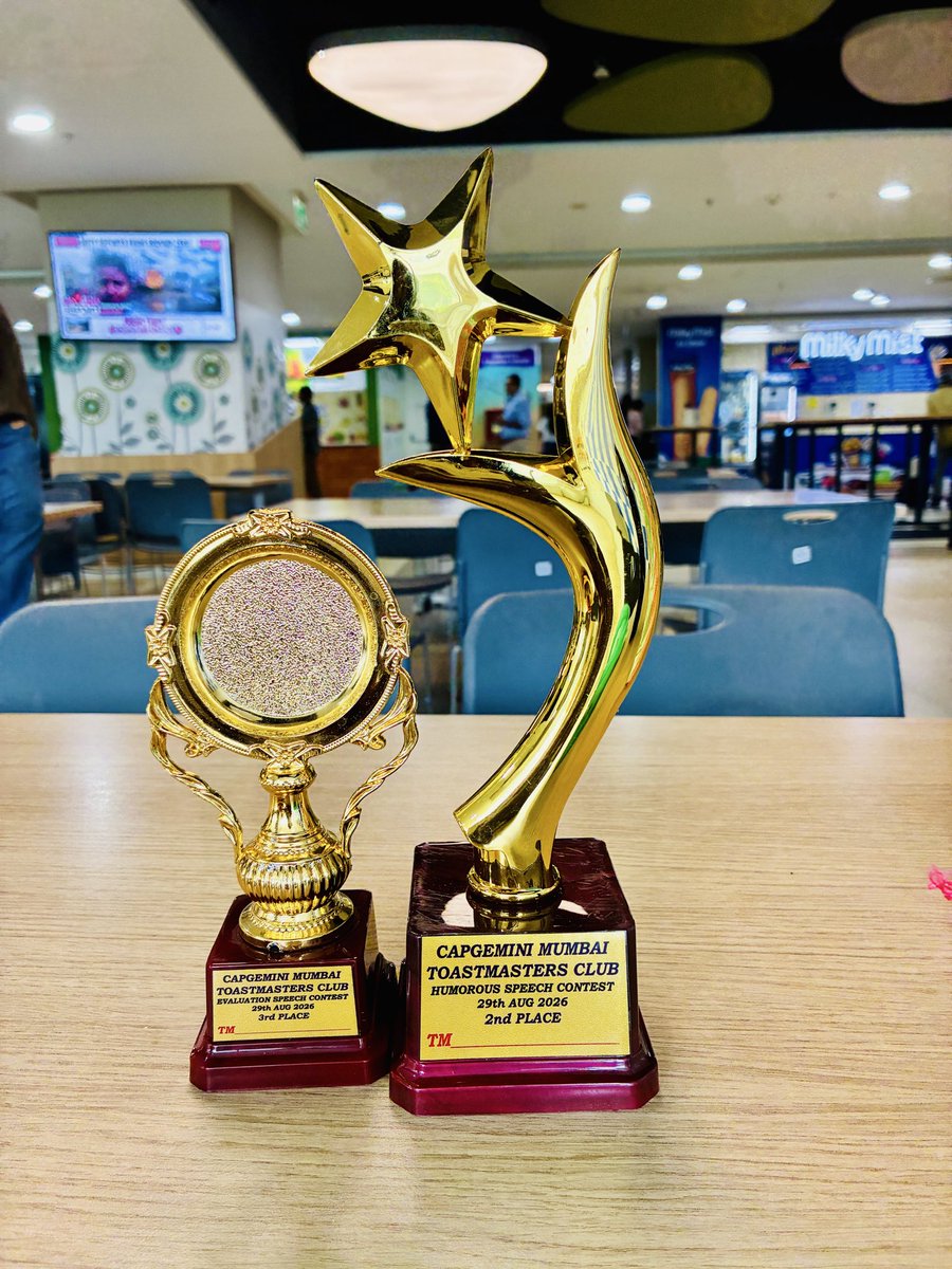 priyaPatra's tweet photo. Podium finish x2 🏆🏆
Humorous Speech + Evaluation Speech at my Toastmasters club contest.

Turns out you can bring the laughs and the encouragement in the same breath.

#Toastmasters #PublicSpeaking https://t.co/SKzOzTDPCb