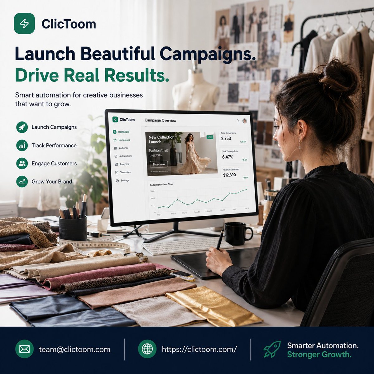 clictoomcom's tweet photo. ✨ Launch Beautiful Campaigns. Drive Real Results.
Bring your creative ideas to life with ClicToom. Launch campaigns, track performance, engage customers, and grow your brand with smarter marketing automation.
🌐Website:https://t.co/xpG0XCgQb7
📧Email: team@clictoom.com
#ClicToom https://t.co/lFgXEYwUis
