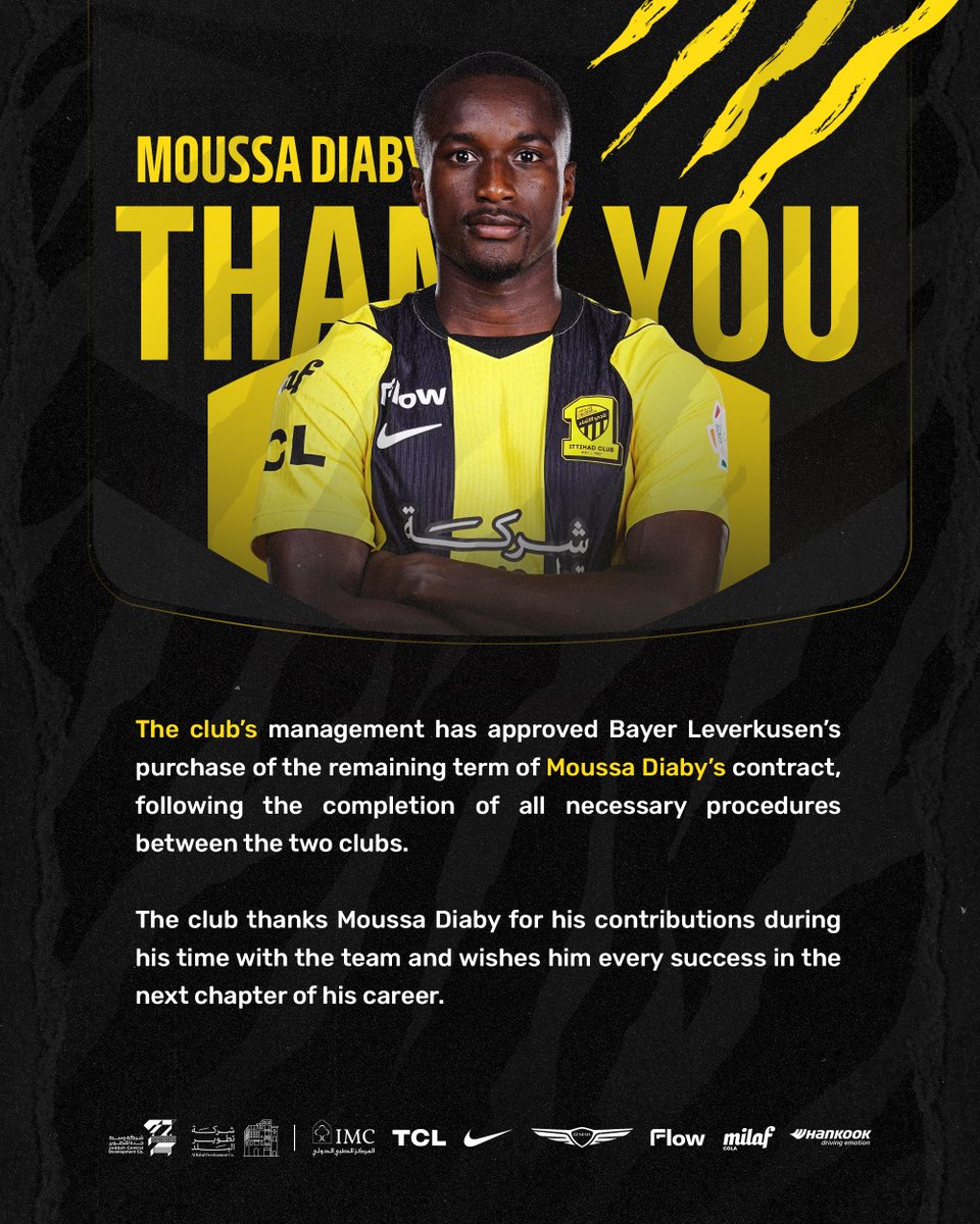 ittihad_en's tweet photo. 📝| The Club agrees to transfer the remaining term of Diaby’s contract
#ThankYouDiaby https://t.co/kJ5AUjjuSU