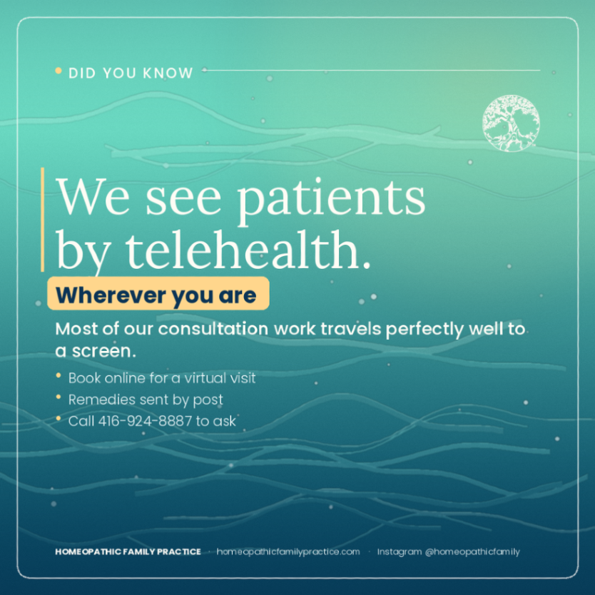 HFPInsider's tweet photo. We see patients by telehealth.
Wherever you are
Most of our consultation work travels perfectly well to a screen.
• Book online for a virtual visit
• Remedies sent by post
• Call 416-924-8887 to ask
https://t.co/2PbLlrrs40
#HFP #Telehealth #VirtualCare #TorontoWellness https://t.co/P2sB8e8rFm