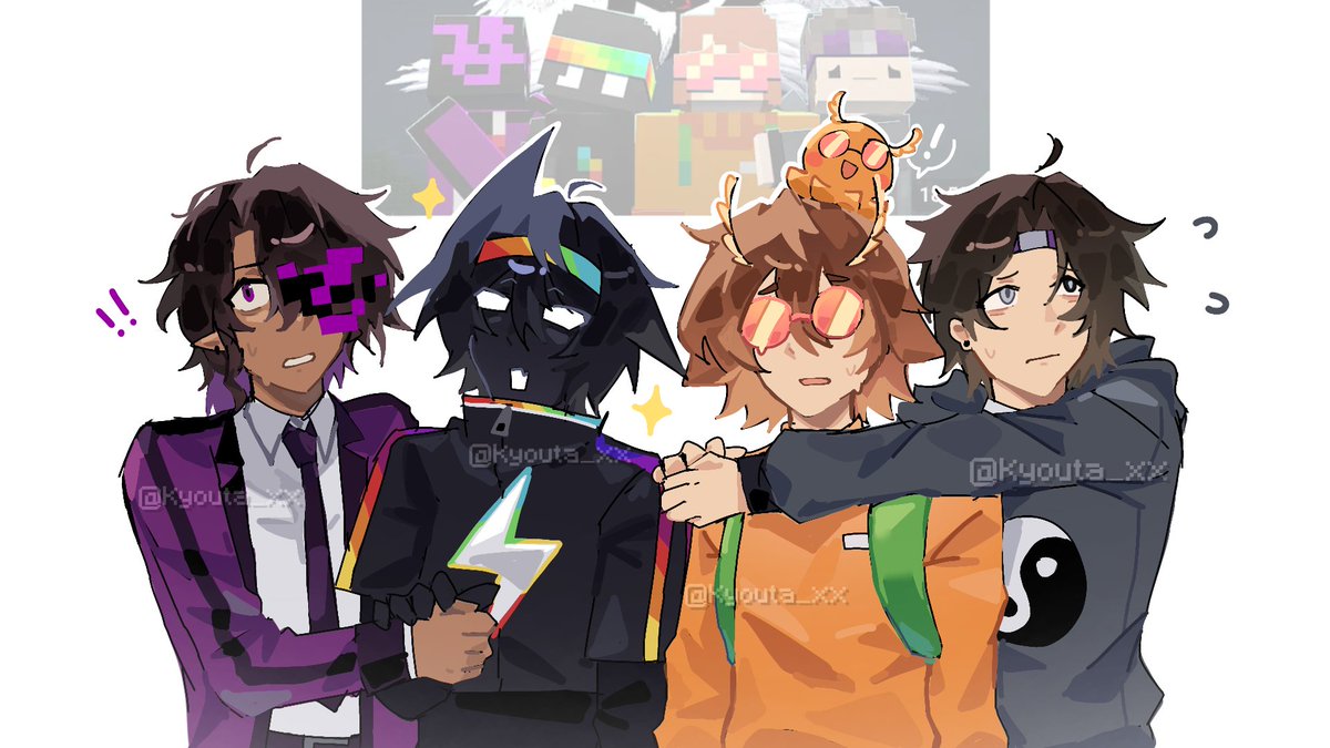 Kyouta_wiii's tweet photo. Scaredy cats squad! #ashswaggfanart #spokeisherefanart #squiddofanart #wifiesfanart https://t.co/nD42oupiKY
