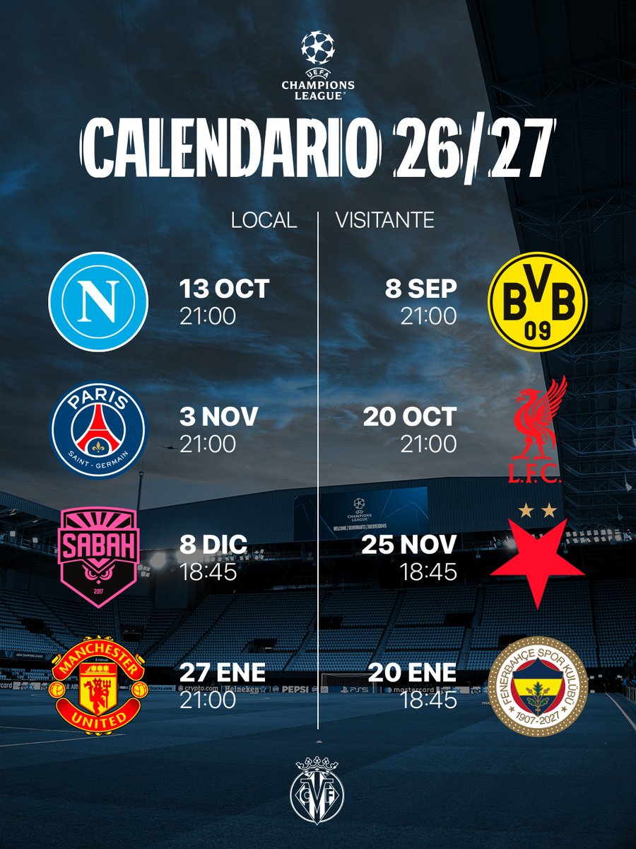 VillarrealCF's tweet photo. 📁 𝗨𝗘𝗙𝗔 𝗖𝗵𝗮𝗺𝗽𝗶𝗼𝗻𝘀 𝗟𝗲𝗮𝗴𝘂𝗲 𝟮𝟲/𝟮𝟳
    ↳ 📂 𝗙𝗮𝘃𝗼𝗿𝗶𝘁𝗼𝘀
           ↳ 📂 𝗙𝗮𝘀𝗲 𝗟𝗶𝗴𝗮
                 ↳ 📂 𝗖𝗮𝗹𝗲𝗻𝗱𝗮𝗿𝗶𝗼 https://t.co/6iTxtwBUgd