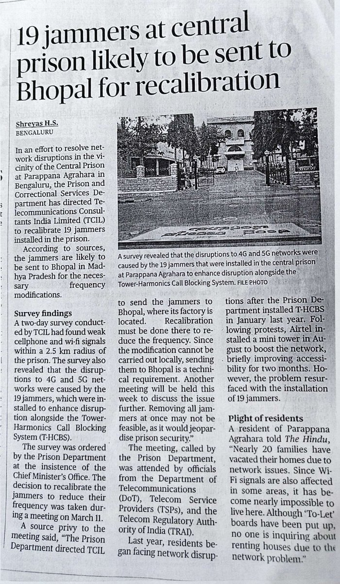 arivuexpress's tweet photo. @alokkumar6994 Sir, could you please give us an appointment to meet you? We would like to brief you in detail about our previous meetings and the articles that have been published on this issue.

The jammer issue currently appears to be stuck at the recalibration stage in Bhopal. Ideally, this should have been addressed during Smt. Malini Krishnamurthi Ma’am’s tenure.

We would also like to discuss whether a reverse-engineering approach could provide a practical solution—possibly by allowing the network signal outside while effectively blocking it inside.

We would be grateful for an opportunity to meet and explain the matter in detail.
@Shri_Jaihind67 @Arsh07 @PriyankKharge @DKShivakumar @MkrishnappaMla @ChristinMP_ @TCILHQ @TRAI @osd_cmkarnataka