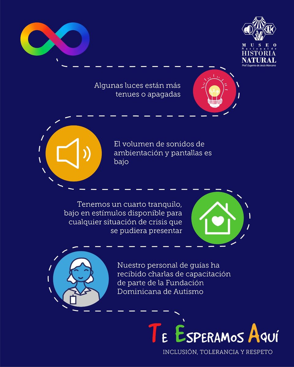 MuseoNaturalRD's tweet photo. Hoy es #MartesTEA

El primer martes de cada mes, nuestro Museo se acondiciona para personas en el espectro autista.

💡 Las luces están más tenues o apagadas

🔊 El volumen de sonidos de ambientación y pantallas es bajo https://t.co/sJkYmKQdPX