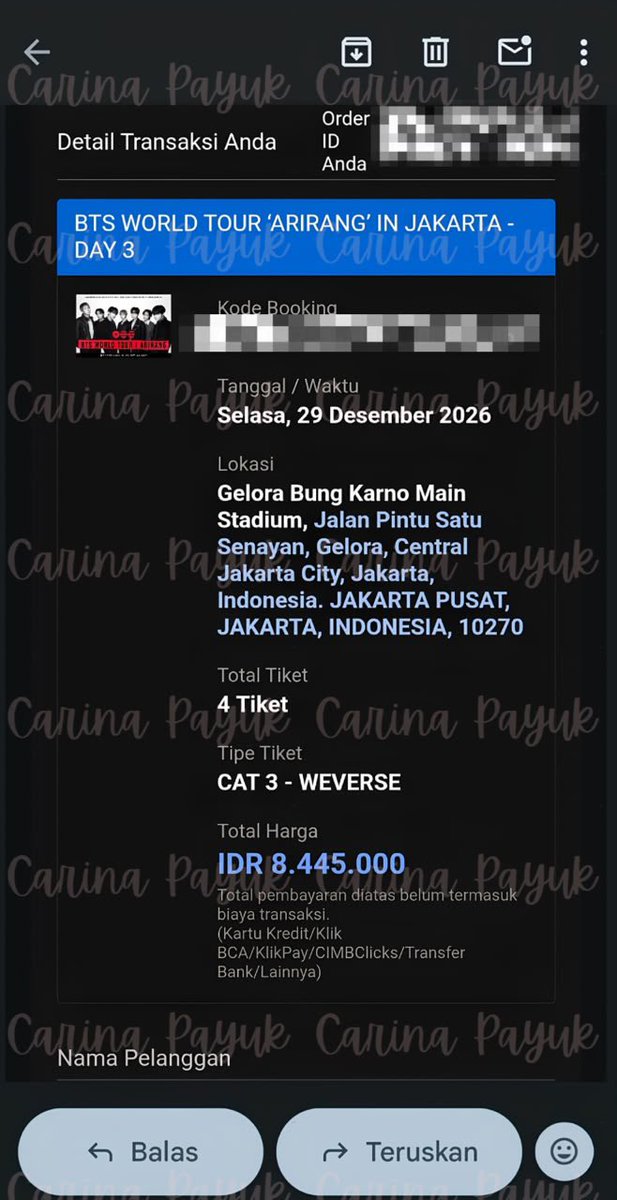 phitagores's tweet photo. WANT TO SELL / WTS

BTS ARIRANG IN JAKARTA

DAY 3 - CAT 3 (PRESALE)
💵 3.000.000 (1 tix)

DP ✅ (keep sampai konser
FULL PAY (COD ONLY) ✅
DIURUS SAMPAI WB ✅ https://t.co/W2SoTU8Gd9