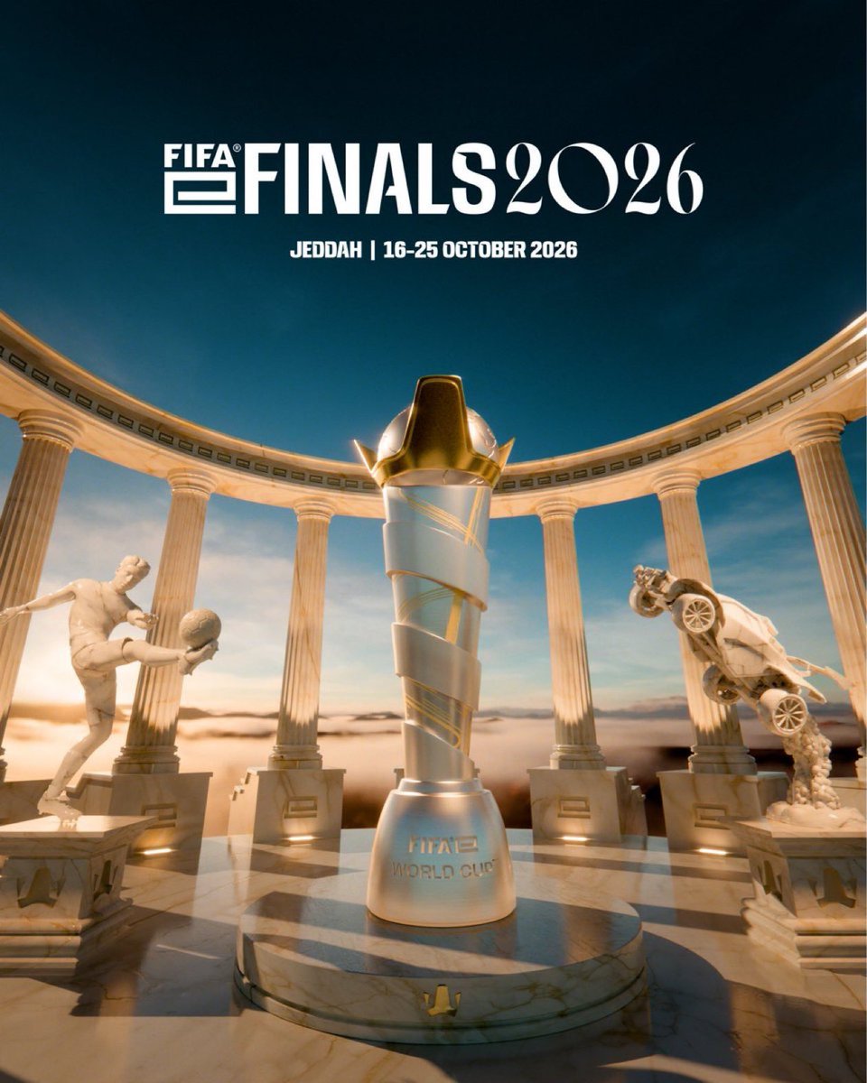 K22N8's tweet photo. 🚨 عاجل ورسميًا.. خبر تاريخي  🇸🇦🏆

نهائيات كأس العالم FIFAe 2026 ستُقام في جدة — المملكة العربية السعودية 🇸🇦

📅 من 16 إلى 25 أكتوبر https://t.co/JVsJfMH3xe