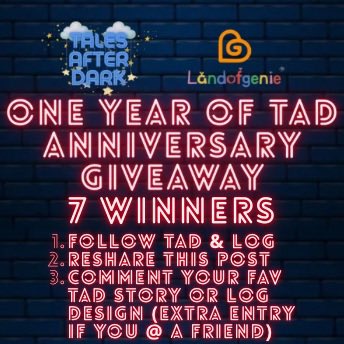 TalesADarkPOD's tweet photo. 🌙🎉 ONE YEAR OF TALES AFTER DARK! 🎉🌙

We’re celebrating BIG with @landofgenie - 7 WINNERS are taking home prizes! 🧞‍♂️🎁

🏆 1 Grand Prize
🥈 2 Second Prizes
🥉 4 Third Prizes

To enter:
❤️ Like
🌙 Follow TAD + LandofGenie
👉🏻 RT
👯 Tag a friend! https://t.co/mQM0TRZkUS