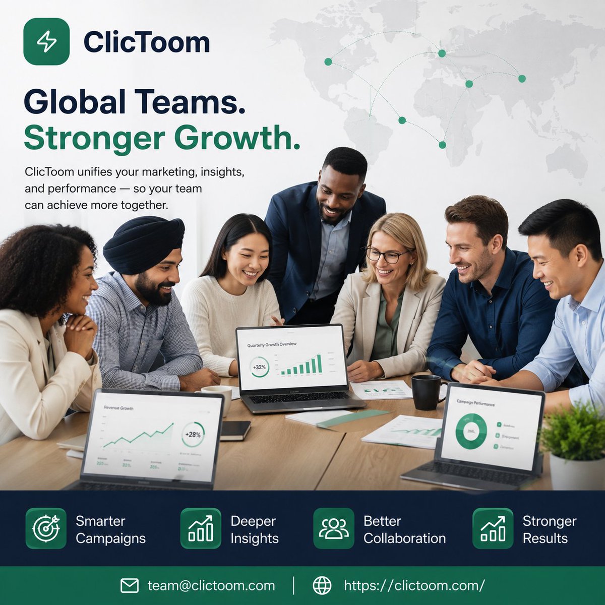 clictoomcom's tweet photo. 🌍 Global Teams. Stronger Growth.
 Empower your team with smarter marketing, deeper insights, better collaboration, and stronger results—all with ClicToom.
🌐 Website: https://t.co/xpG0XCgQb7
 📧 Email: team@clictoom.com
#ClicToom #DigitalMarketing #MarketingAutomation #Business https://t.co/Rs0aCnlaJg