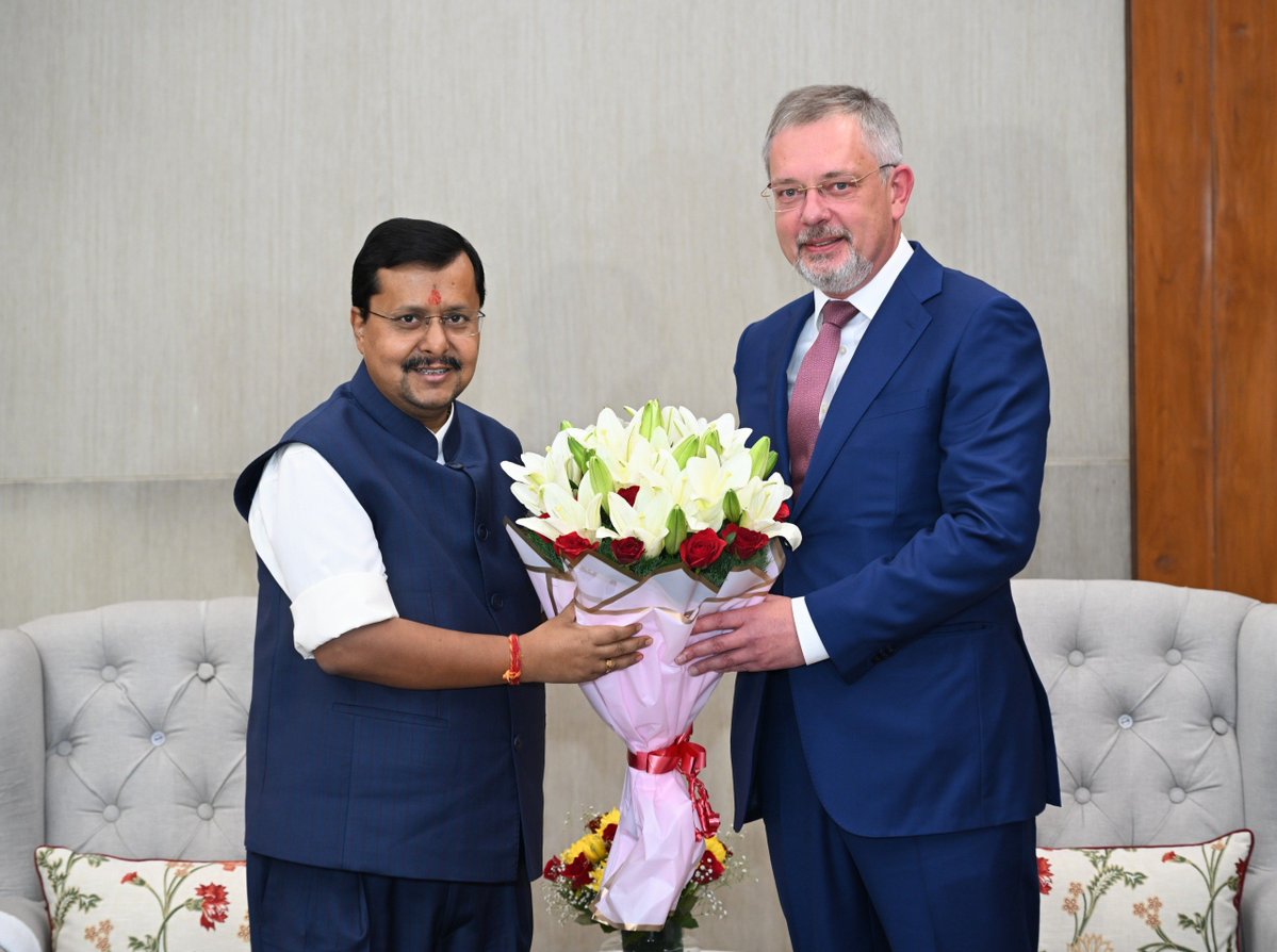 NitinNabin's tweet photo. Glad to meet H.E. Mr. Denis Alipov, Ambassador of the Russian Federation to India, at the BJP Headquarters today.

We had a warm and productive discussion on the time-tested India–Russia relationship, which continues to gain strength from the trust and regular engagement between Hon’ble PM Shri @narendramodi Ji and President Vladimir Putin.

I also shared an overview of the BJP’s organisational journey, grassroots structure and the vital role of our karyakartas in maintaining a strong connect with the people.

As India and Russia look forward to 80 years of diplomatic relations in 2027, I am confident that this enduring partnership will continue to reach new heights.