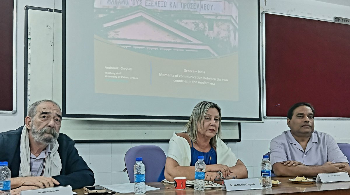 dkchoubeyjnu's tweet photo. That was a great afternoon to hearing the lecture of a Greek scholar Dr. Chrysafi from University of Patras on Indian and Greek culture and literature at School of Languages in JNU. https://t.co/wSACYMs7Lf
