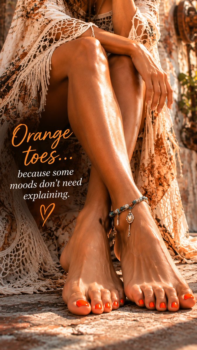 RavenOnHerToes's tweet photo. Orange toes… because some moods don’t need explaining. 🧡
A little color. A little attitude. A whole lot of Raven.

#OrangeToes #RavenOnHerToes #FootFashion #PedicureStyle #ToeJewelry #BarefootBeauty #BohoStyle #FootAesthetic #OrangeNails #FeetOfX https://t.co/gzYoymvFou