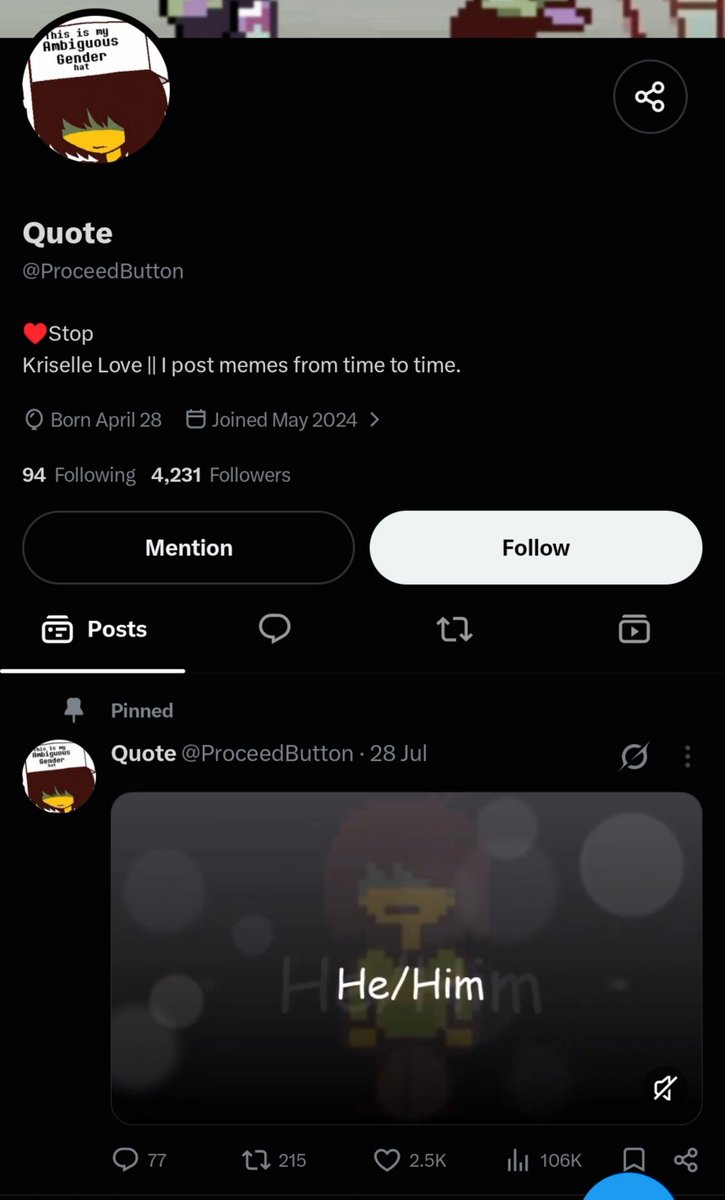 CloverIsJustice's tweet photo. A complete reminder to unfollow @/ProceedButton, they're incredibly transphobic and should be 100% blocked by everybody of the Undertale/Deltarune Community.// https://t.co/LusSqJApEN
