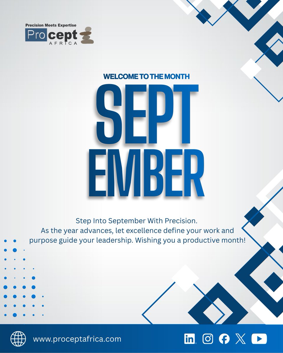 sparkberry3's tweet photo. Welcome to September! 🍂✨

The final stretch of the year begins now. Stay focused, execute with precision, and make this a month of bold milestones and shared success! 🚀

Happy New Month from all of us at Team Procept Africa! 💙

#HappyNewMonth #September2026 #ProceptAfrica https://t.co/JpXw0X6xCw