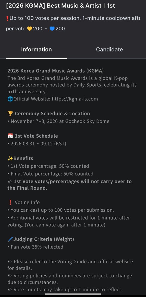 Yoon_kookie97's tweet photo. KGMA Round 1 🏆

- Artist of September: Solo(Male): Jungkook &amp; RM 
- Best Music Video: SWIM 
- Best Music &amp; Artist: SWIM 
- K-Wave Popularity: Jimin &amp; V 

• K-Wave Popularity is (100% Fan voted) 
• Other 3 Categories (35% Fan Voted)
🗓️: 12/09/2026
App: coogoong https://t.co/1xLsZ18xpj