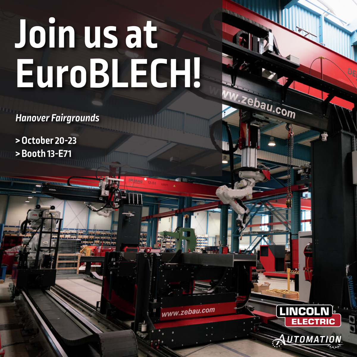 LE_Automation's tweet photo. Did you know that we will be showcasing our latest innovations in structural automation, collaborative robots, &amp; laser cutting at EuroBLECH?!

See an SBA 400 system &amp; Cooper® Cobot in action.

> October 20-23
> Booth 13-E71

Book a meeting with experts: https://t.co/qanH2nYeIp https://t.co/bnjaYtVnAB