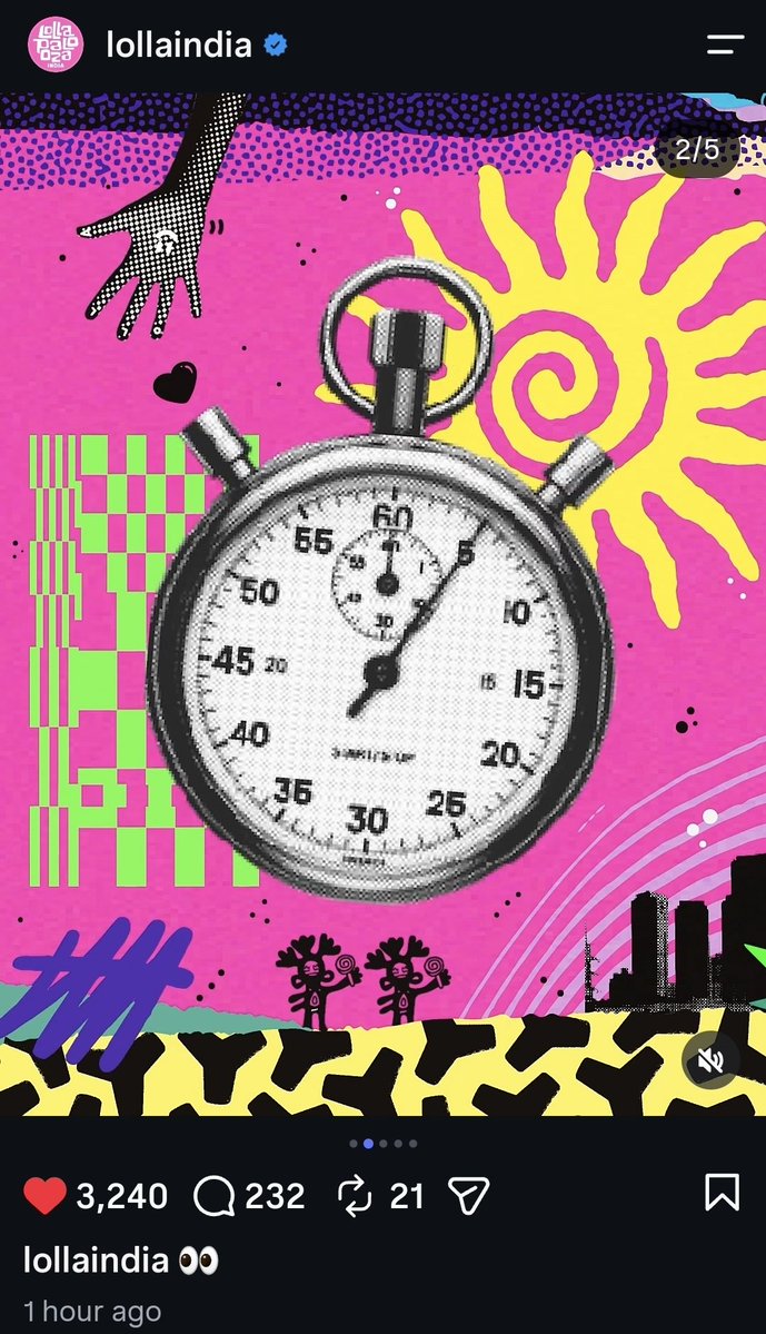 CALMDAlLY's tweet photo. .@LollaIndia have been dropping some MASSIVE hints over on their Instagram... is that a tally we spy? And a stopwatch at exactly 5 seconds? 👀 Could India be seeing our favourite stars next year..? https://t.co/jaZcDCuJFl
