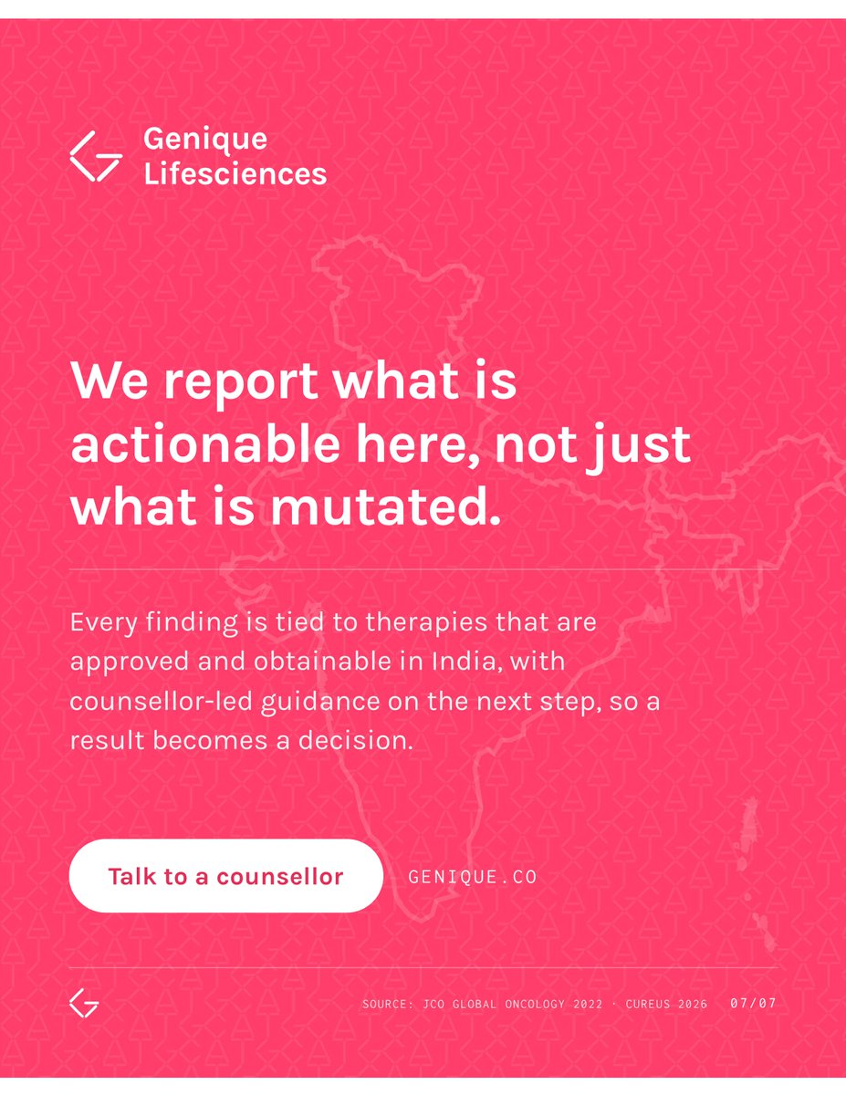 GeniqueLS's tweet photo. One question worth sitting with as you read: if the matched therapy is out of reach, should the finding still count as actionable?  

#IndiaGenomicsLandscape #PrecisionOncology #Genomics https://t.co/mu8nyK7klh