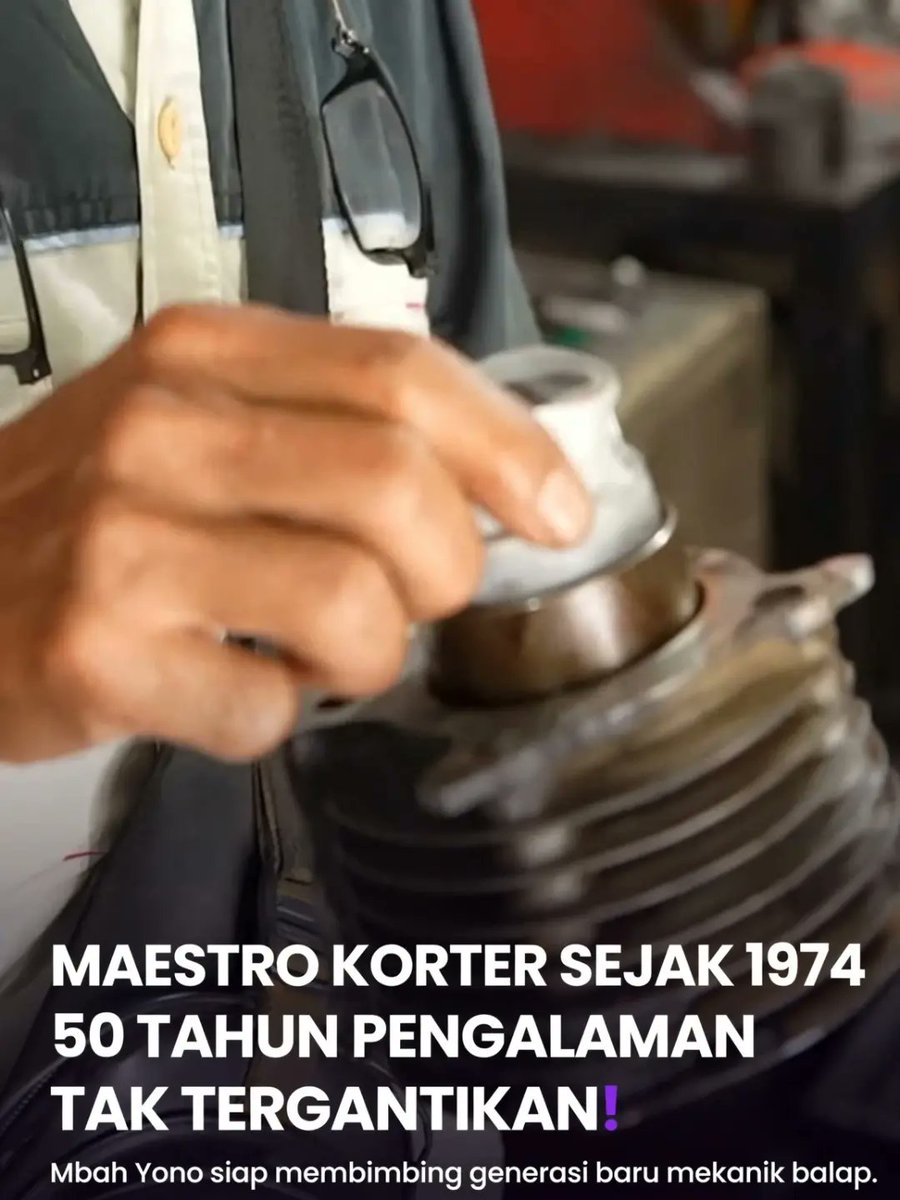 JaniQueletuld2's tweet photo. Mbah Yono, maestro korter sejak 1974. Berpengalaman lebih dari 50 tahun, beliau pernah menangani para legenda balap Indonesia dan kini mewariskan teknik korter presisi dengan 90% praktik langsung di NBS Jogja. https://t.co/HAMnPd5FzH