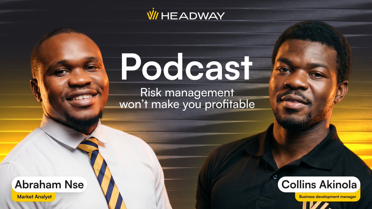 headway_world's tweet photo. 🎬 EPISODE 1 IS HERE 🎬

We're officially kicking off Podcast with Headway — and we're starting strong 🔥

In our very first episode, host Collins Akinola sits down with market analyst Abraham Nse to tackle a question every trader has asked themselves: Is risk management just an excuse traders use when they can't make money?

In this episode you'll learn:
🎯 Is risk management just an excuse?
🌊 How do I know a good market?
🧠 Why trader intuition can't be taught
📊 Best win rate
💰 What makes a trader profitable?
📱 Why flexing your profits on social media is a red flag

This is just the beginning. New episodes dropping soon — make sure you don't miss what's next 👀

🎧 Watch Episode 1 now: https://t.co/GgH43TELxm