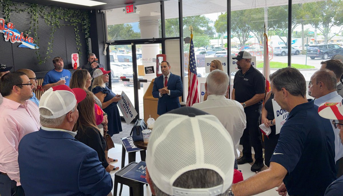 BryanAvilaFL's tweet photo. Terrific stop at La Rubia Bakery in Port St. Lucie with our grassroots supporters and Latino coalition!

It was a pleasure meeting owner and Army veteran Juan and hearing about his business. Glad to be joined by @TobyOverdorf as we continue taking our message across Florida. https://t.co/GFXQftgwiN