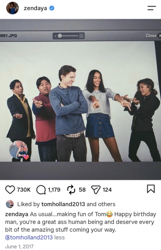 TomdayaTimeline's tweet photo. his and hers birthday posts between zendaya and tom through the years

2017: they were babies flirting on social media https://t.co/qOJum7YUO8