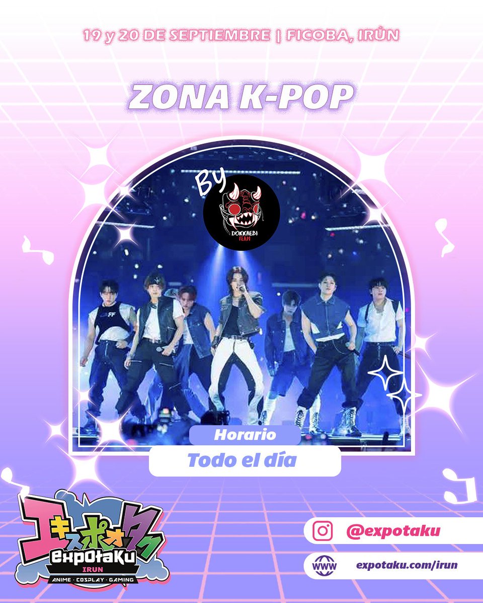 _ExpOtaku's tweet photo. ExpOtaku Irún 2026 // Zona de K-pop (Dokkaebi Team)

Sábado 19 de Septiembre

11:00 – Baile Congelado
12:00 – Random Dance
13:00 – AudioTrivial: K-pop
15:00 – Aegyo Challenge
16:00 – Exhibición de Dance Cover (inscripciones en la zona k-pop)
17:00 – Whisper Challenge
18:00 – Random Dance
19:00 – Misión con Suerte

Domingo 20 de Septiembre

11:00 – Baile Congelado
12:00 – Random Dance
13:00 – AudioTrivial: K-pop
15:00 – Aegyo Challenge
16:00 – Whisper Challenge
17:00 – Concurso de Dance Cover (en el escenario)

Compra tus entradas en https://t.co/G7kE4ng0KB ENTRADAS MUY LIMITADAS
