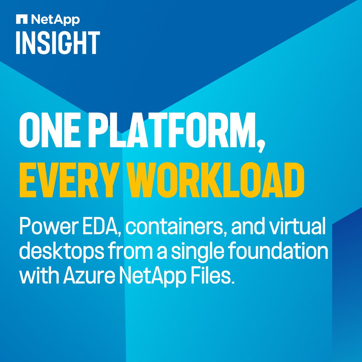 NetAppCloud's tweet photo. EDA. Containerized apps. Virtual desktops. One platform, one storage layer, no rebuilding your architecture every time.

See Azure NetApp Files handle it all at #NetAppINSIGHT 2026: https://t.co/G1QPm7r9Jc

📅 Tue, Sep 29 | 1:00–1:45PM PDT https://t.co/OMGwVuT8fW