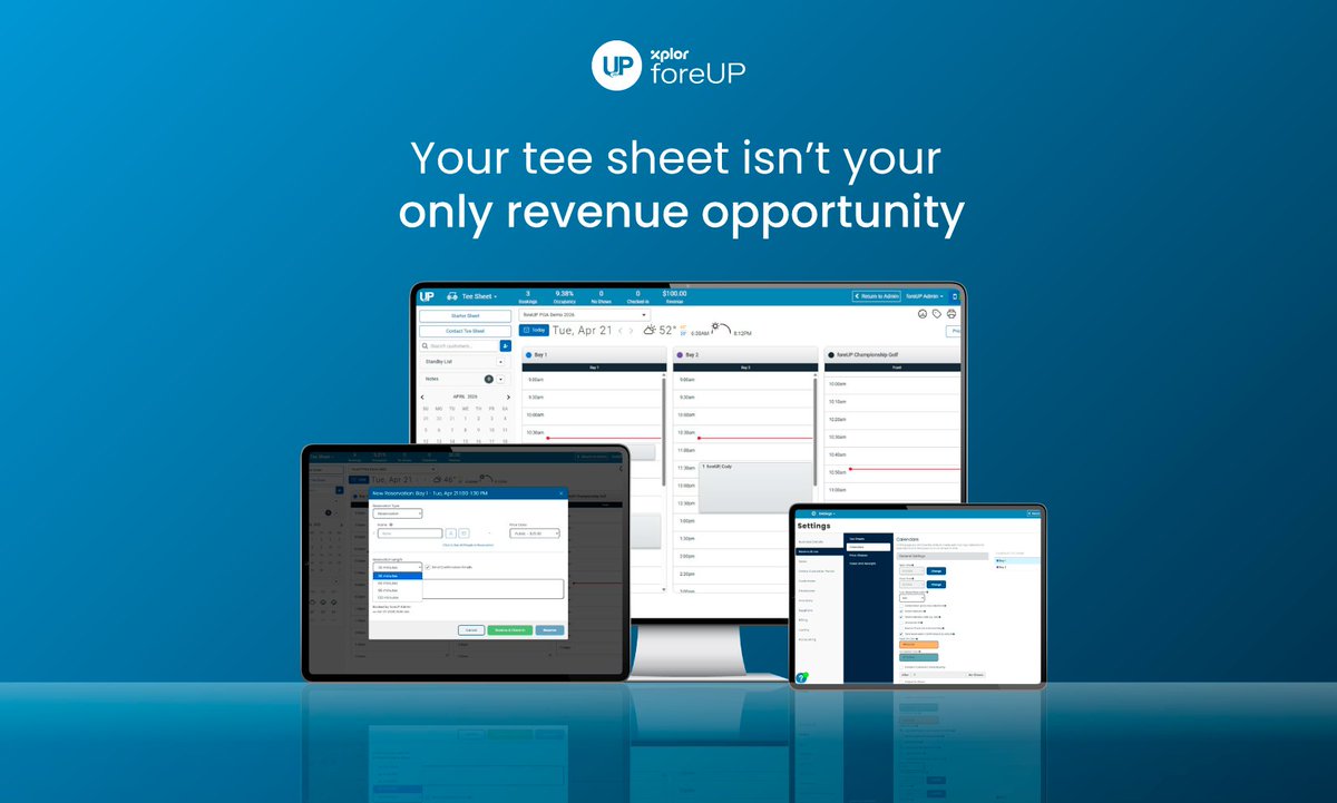 foreUP's tweet photo. Your tee sheet isn’t your only revenue opportunity. 💰

Lessons, simulators, sessions, and other bookable experiences can create more ways to drive revenue throughout the day.  

With Time-Based Reservations, manage these experiences alongside tee times, payments, customer information, and more in one connected platform. 

More bookable experiences. More revenue opportunities. One connected platform. See what’s possible with foreUP:  https://t.co/w4098WxnJf 

GolfTechnology #GolfOperations #GolfManagement #foreUP #GolfCourseSoftware