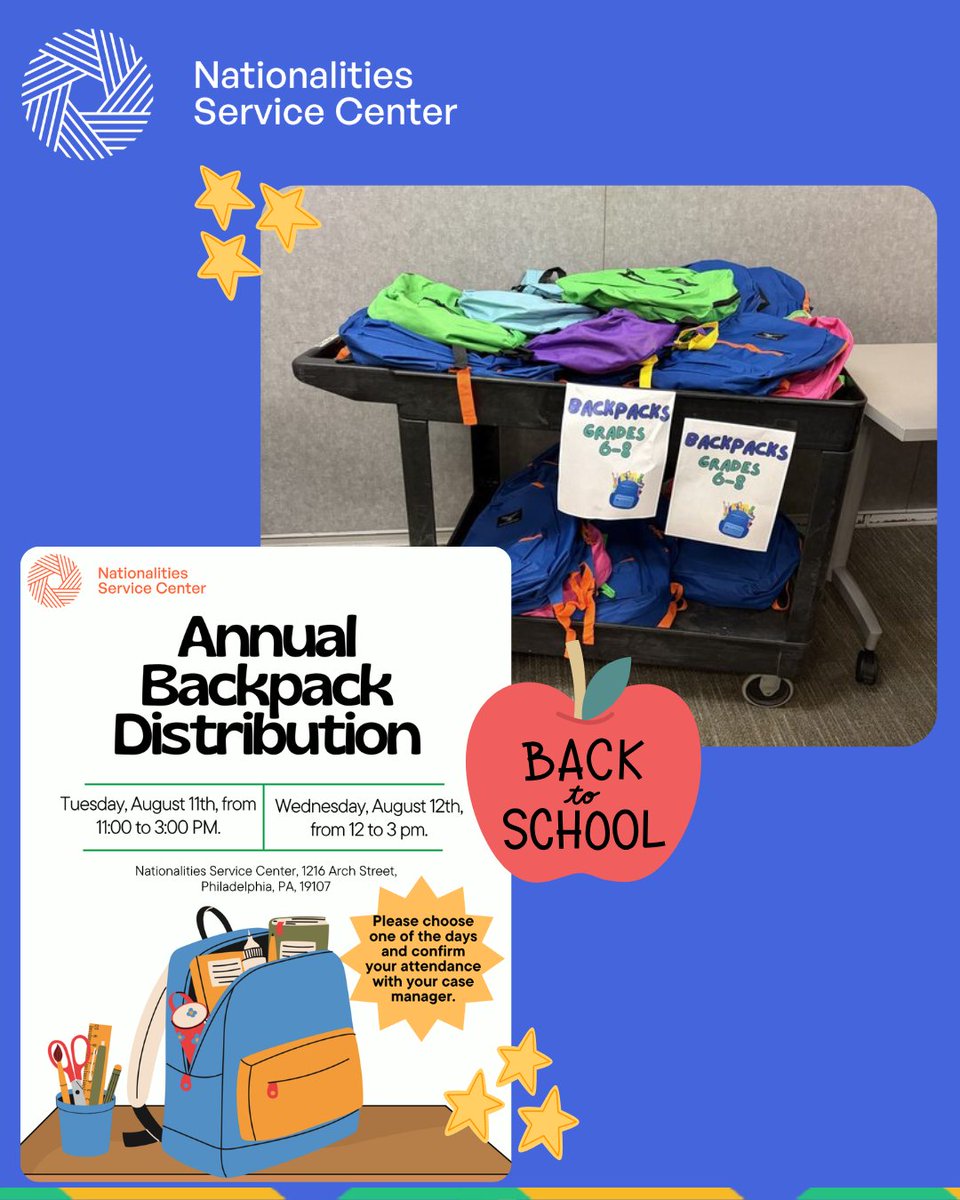 NSCPhila's tweet photo. NSC recently hosted a backpack distribution to help ensure the children and families we serve have the supplies they need to head back to the classroom feeling prepared and confident.

Wishing all of our students a happy and successful school year! ✏️🍎 https://t.co/Lrx0gSzBdy